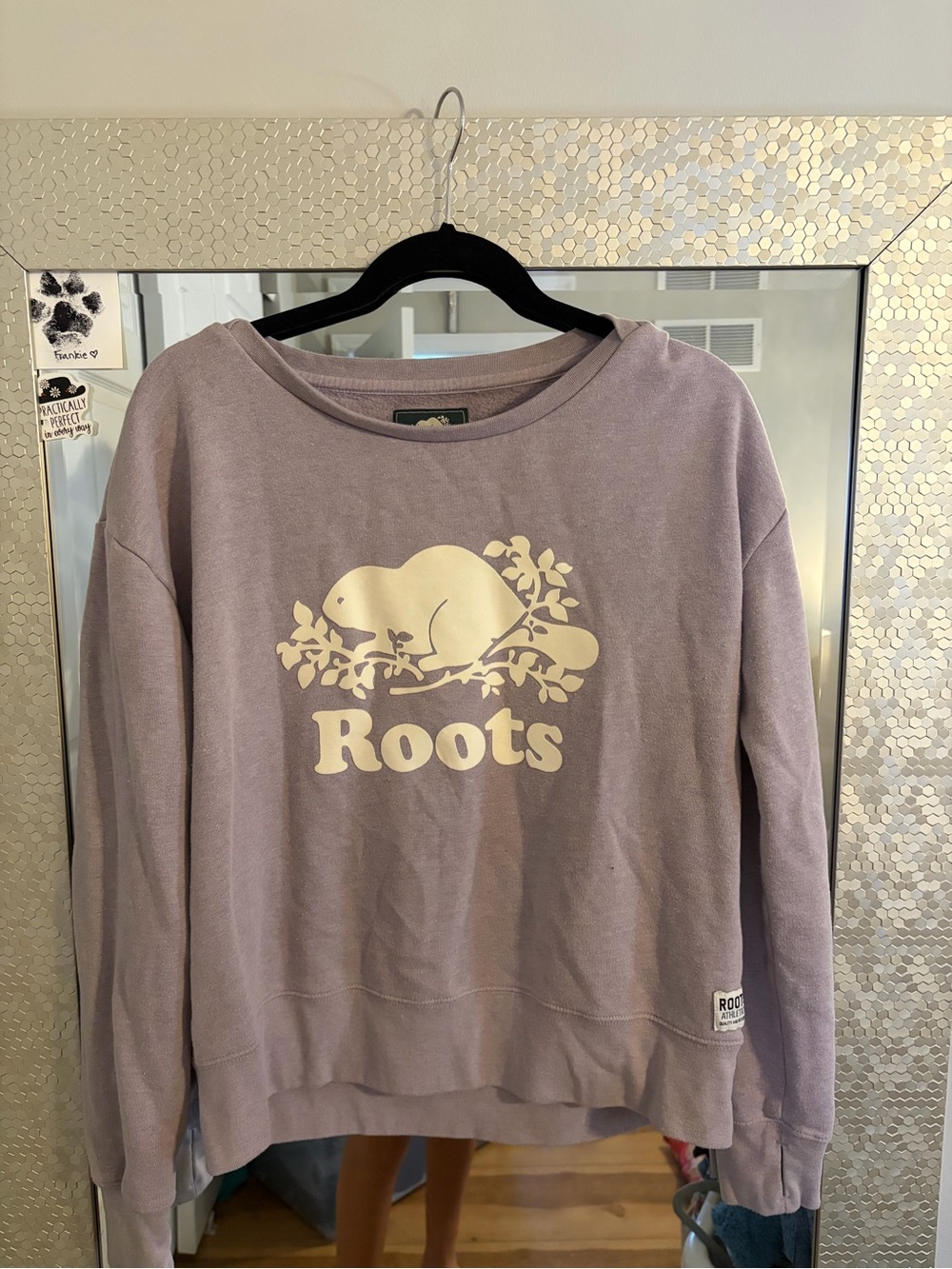 Roots Lavender Crewneck with Cream Beaver Logo